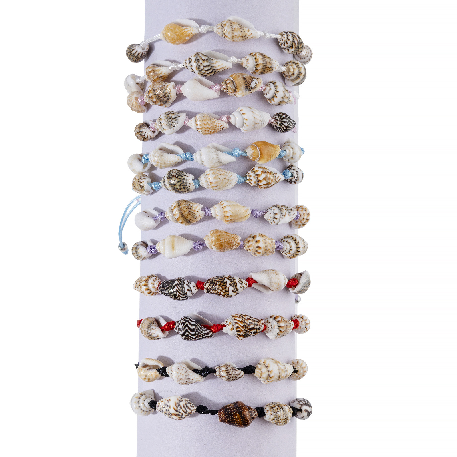 12pcs Natural Conch Bracelet Cowrie Shell Braided Adjustable Stackable Wristbands